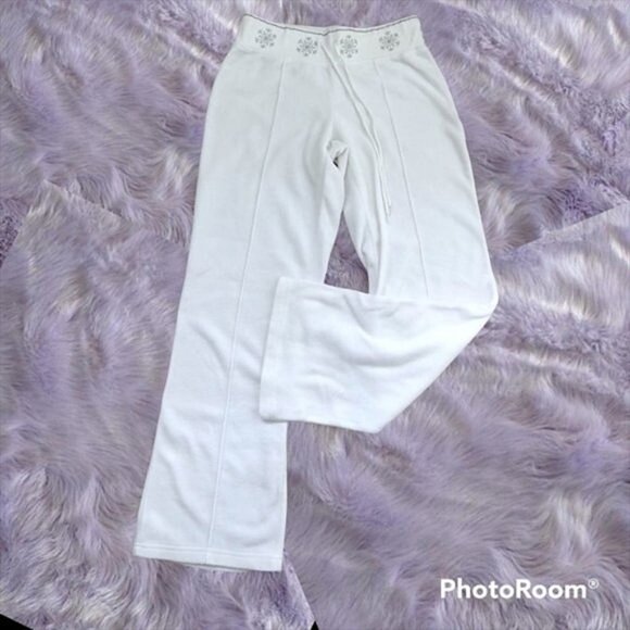 Vintage La Senza Fleece White Pj Bottoms - Picture 12 of 15